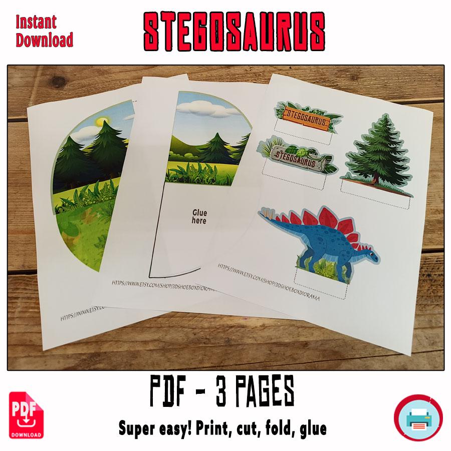 Stegosaurus Paper Diorama – 3D Dinosaur Craft Project (digital Download ...