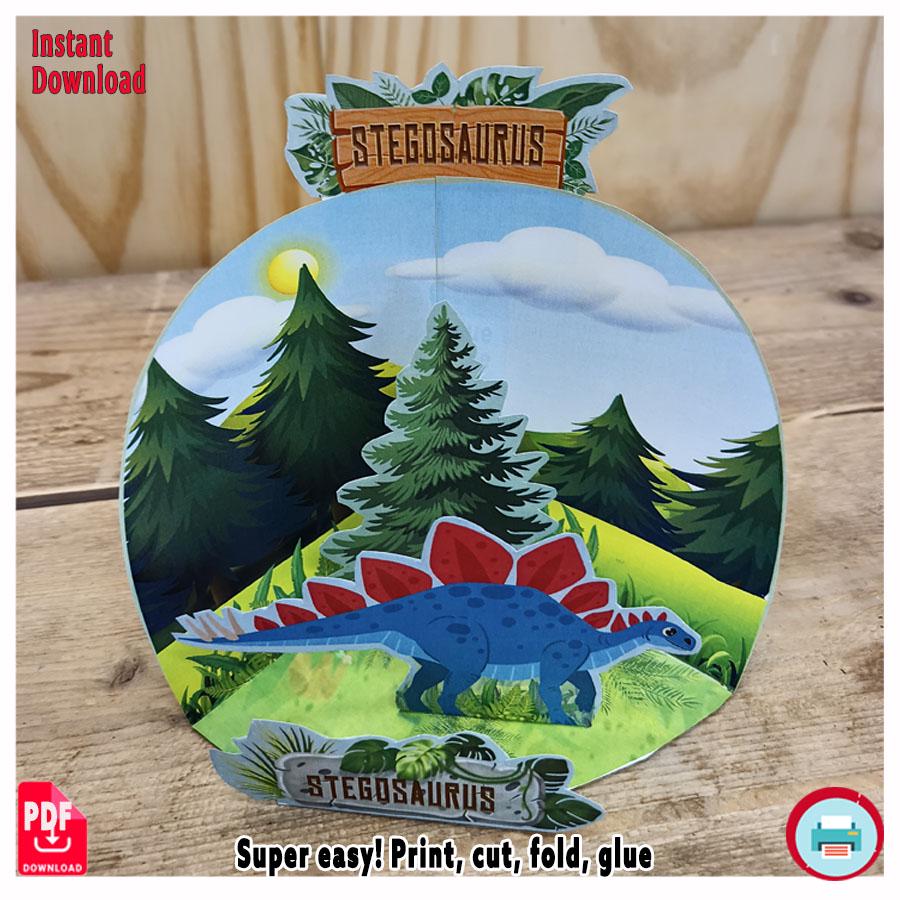 Stegosaurus Paper Diorama – 3D Dinosaur Craft Project (digital Download ...