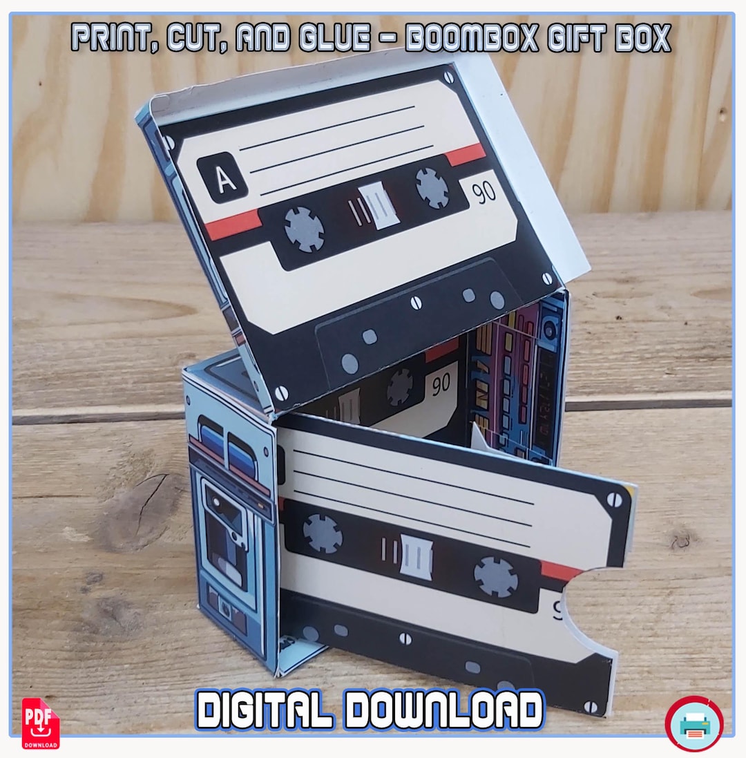 Boombox Exploding Gift Box – Printable DIY Cassette Holder for Gift ...