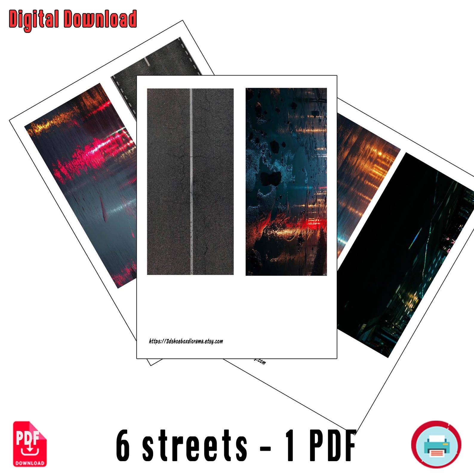 Printable Rainy City Diorama Backdrop Set – Action Figure Display Scene ...