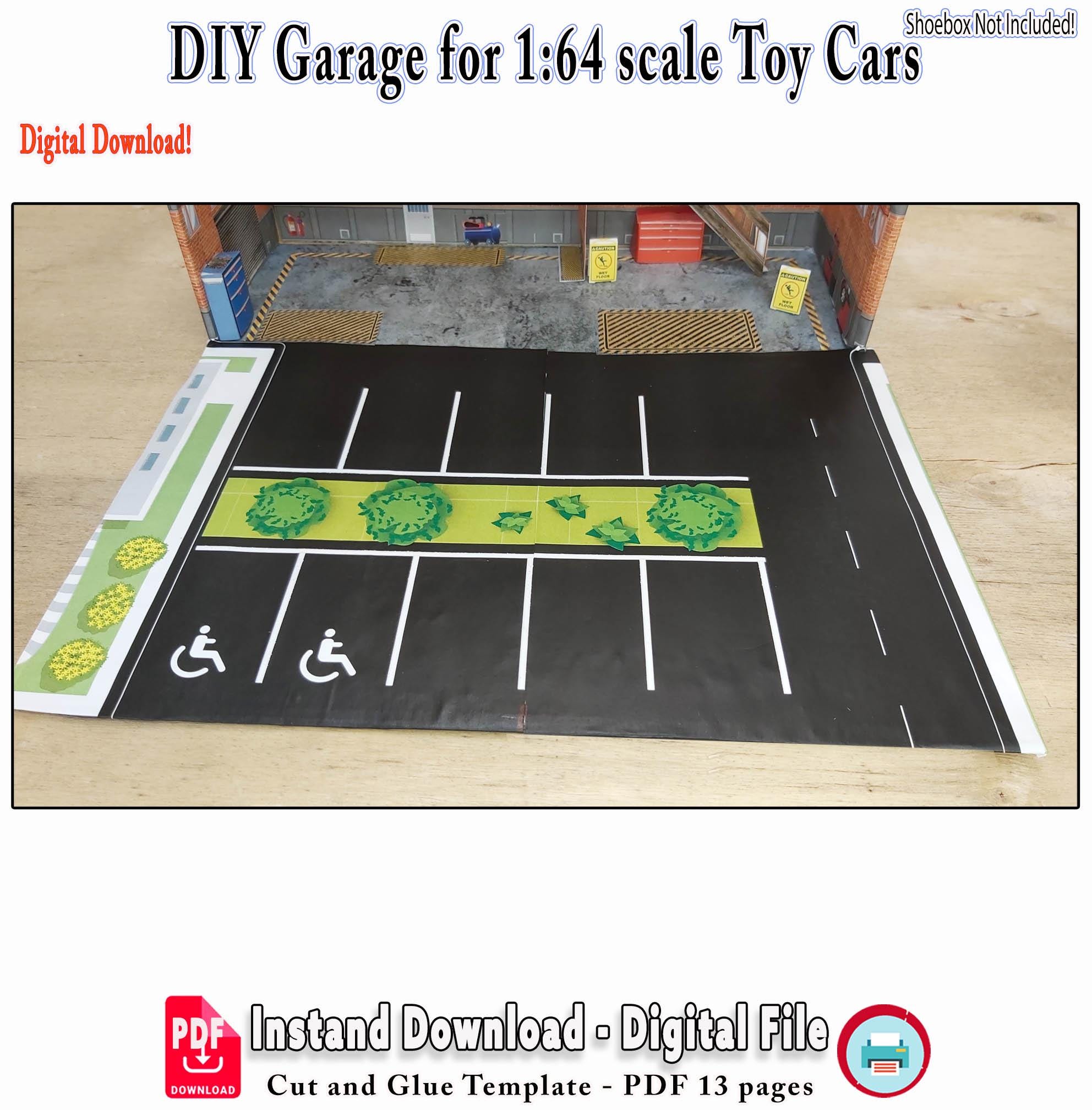 DIY Garage for 1:64 Scale Toy Cars, Paper Craft Miniature Car