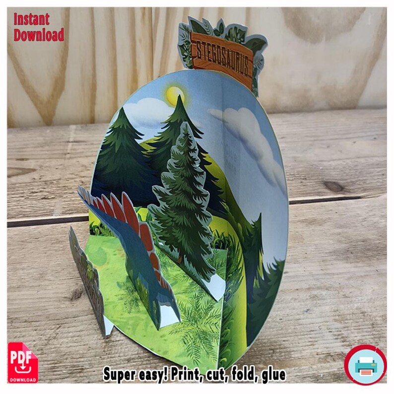 Stegosaurus Paper Diorama – 3D Dinosaur Craft Project (digital Download ...