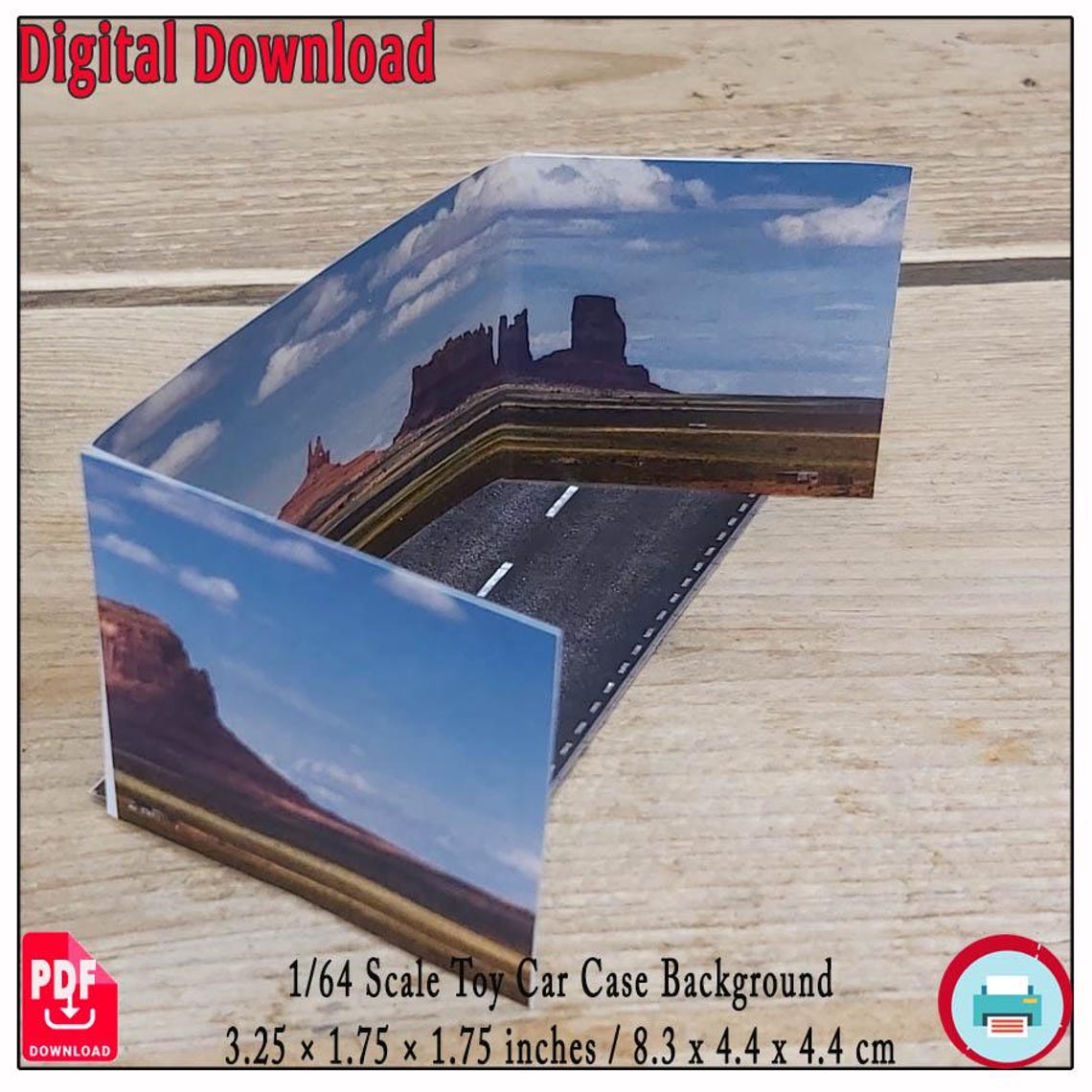 1:64 Scale Desert Road Diorama – Printable Miniature Backdrop (digital ...