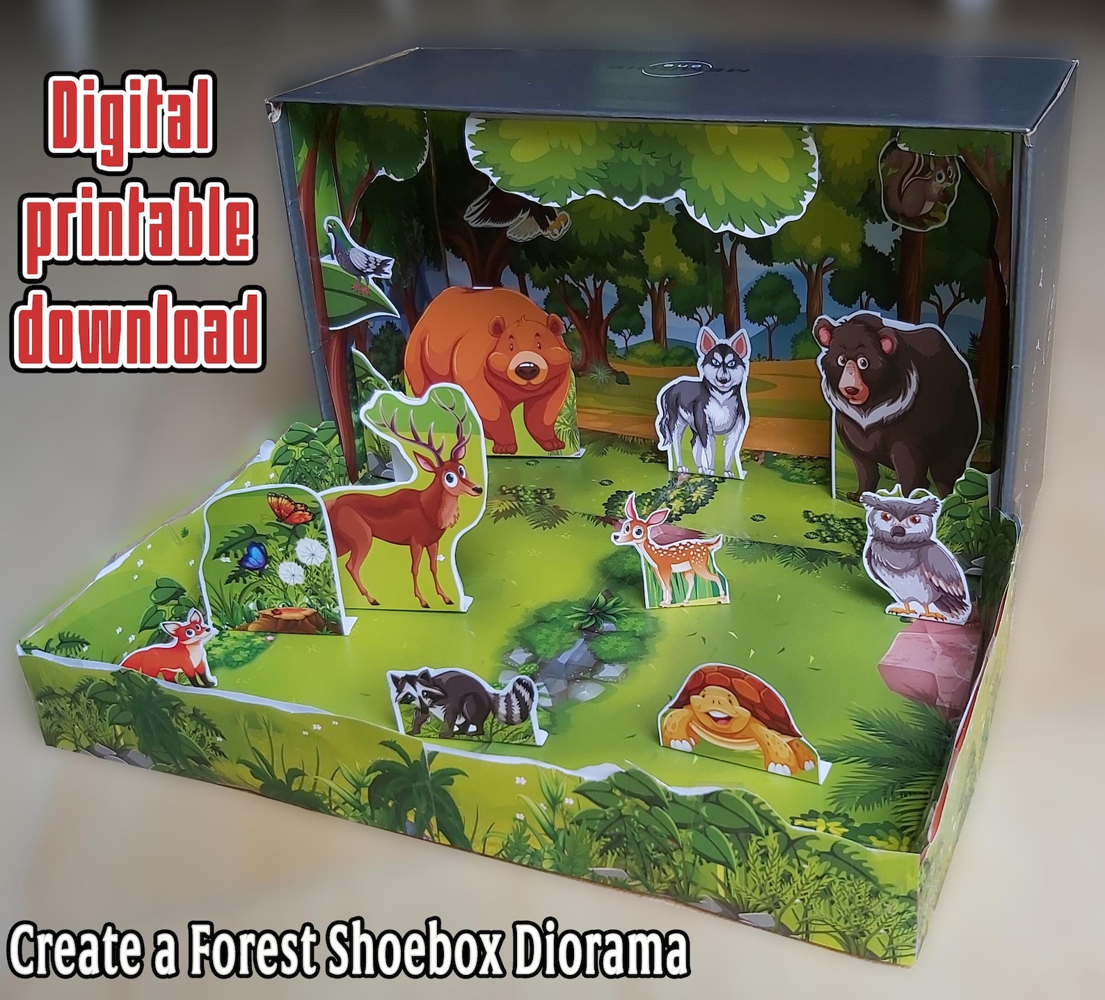 Printable Shoebox Diorama Kit. Create a Forest Habitat. Paper - Etsy Canada