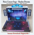 Music Concert Stage Shoebox Diorama, Create your own Theater, Cut and assembly Stage kit including miniature boxes, Printable PDF Podium