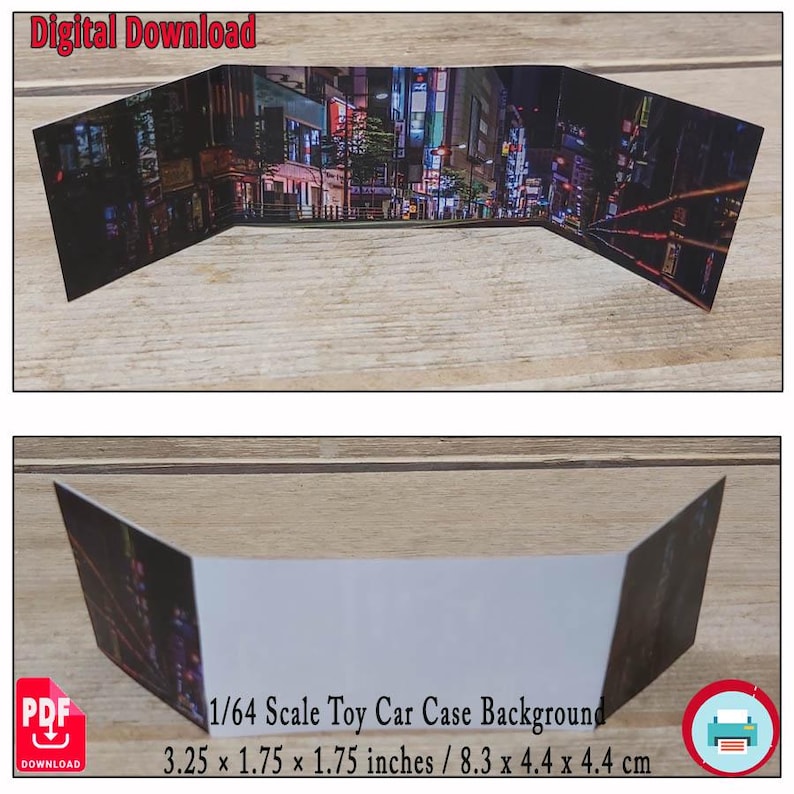 1:64 Scale Rainy Street Diorama – Printable Miniature Scene With ...