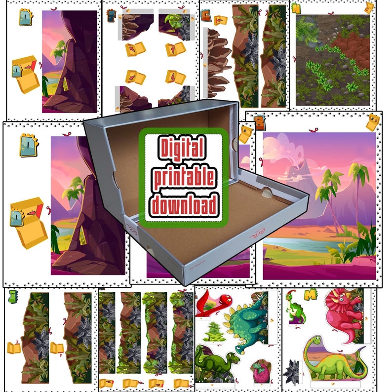 Dinosaurs Printable Paper Shoebox Diorama Dino Paper Craft 3D - Etsy