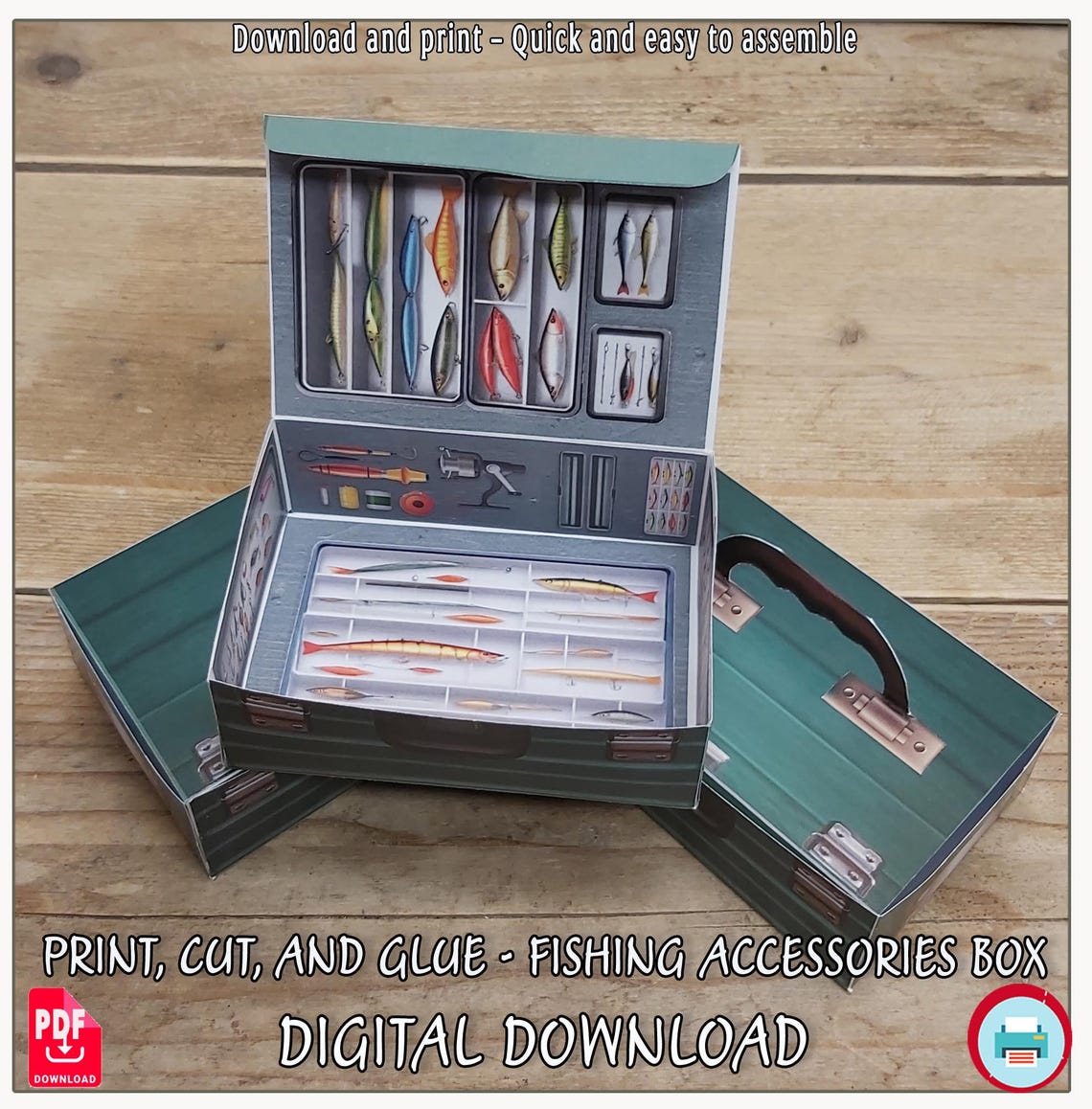 DIY Fishing Tackle Box: Printable Gift Card/money Holder (digital ...
