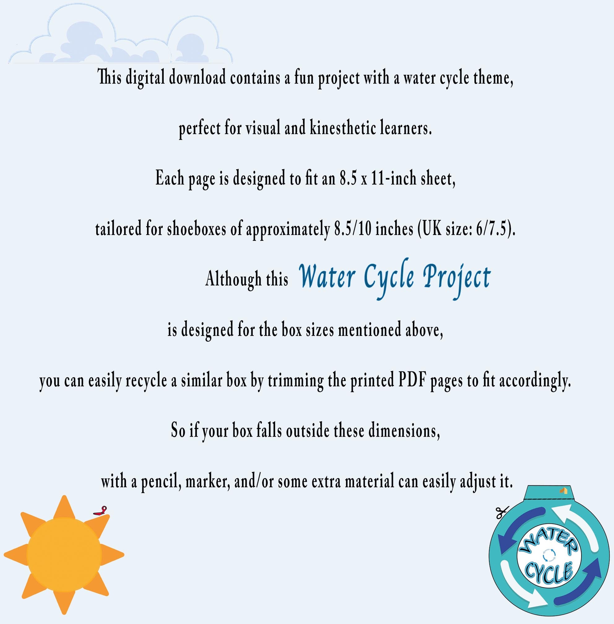Shoebox Water Cycle Diagram Diorama, Create Your Own Papercraft Water Cycle, Cut and Assembly