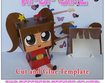 Papercraft Kpop Girl Template, Dress Up Anime Girl, Printable Rock Band Set, Korean Paper Toy, Pepakura 3D  Low Poly Paper Craft Manga Doll