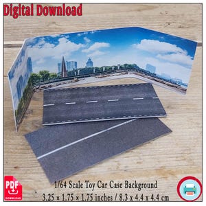 1:64 Scale Big City Street Diorama | Printable Car Display Backdrop | Paper Craft Set for Die-Cast Cars | Digital Download | 1/64 Kit