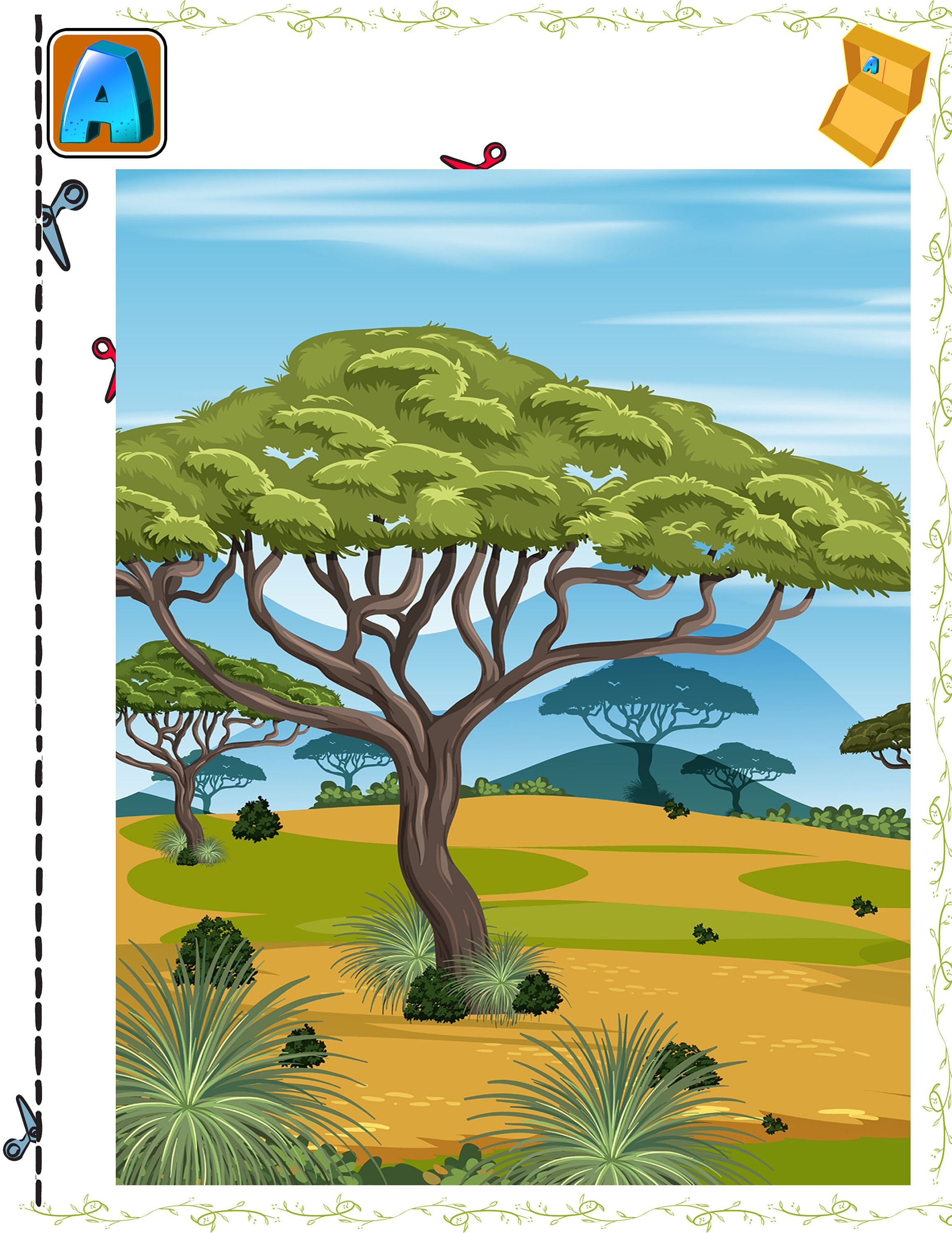 Printable Shoebox Diorama Kit, Create a Savanna Habitat, Animals Included, Natural Object