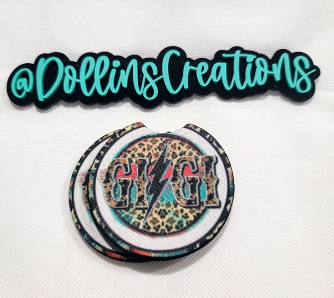 Gigi Leopard Print, Retro Design, Animal Print Car Coaster, Neoprene