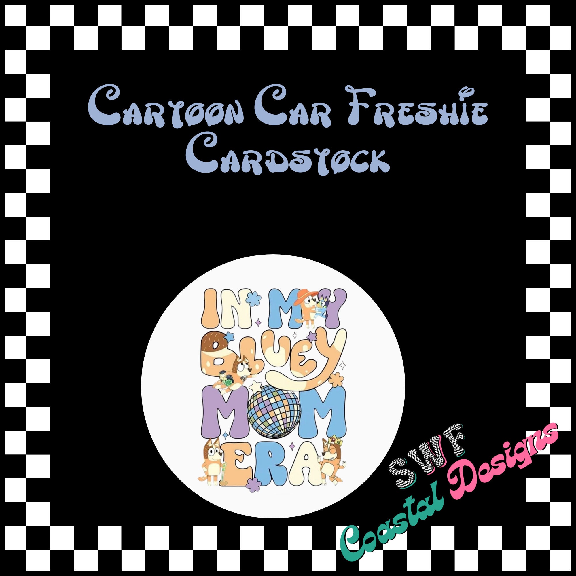 Cartoon Car Freshie Cardstock, Princess Freshies, Circle Cardstock