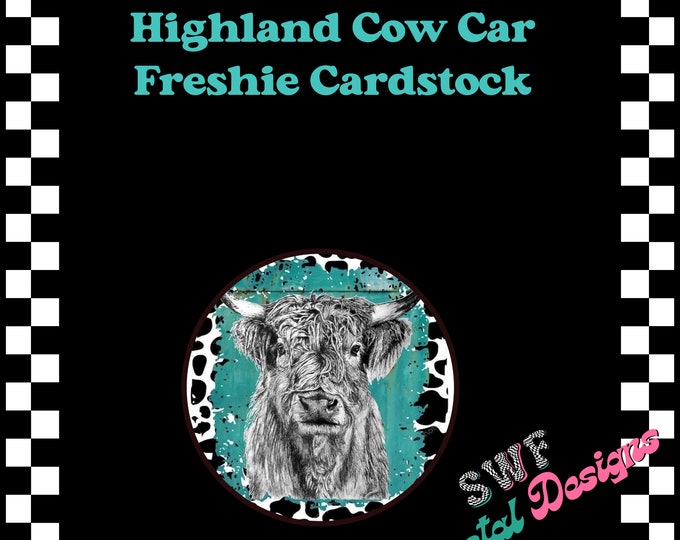Highland Cow Cardstock, Western Freshie, Cows Cardstock, Farm Animals Air Freshener, Car Freshies, Cardstock Images, Baby Highland Cows