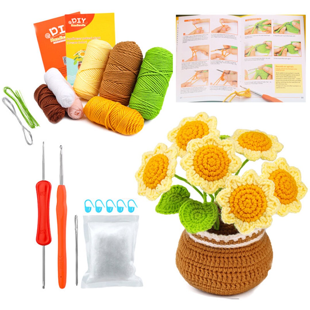 Beginner Crochet Kit Complete Crochet Starter Kitsflower Etsy
