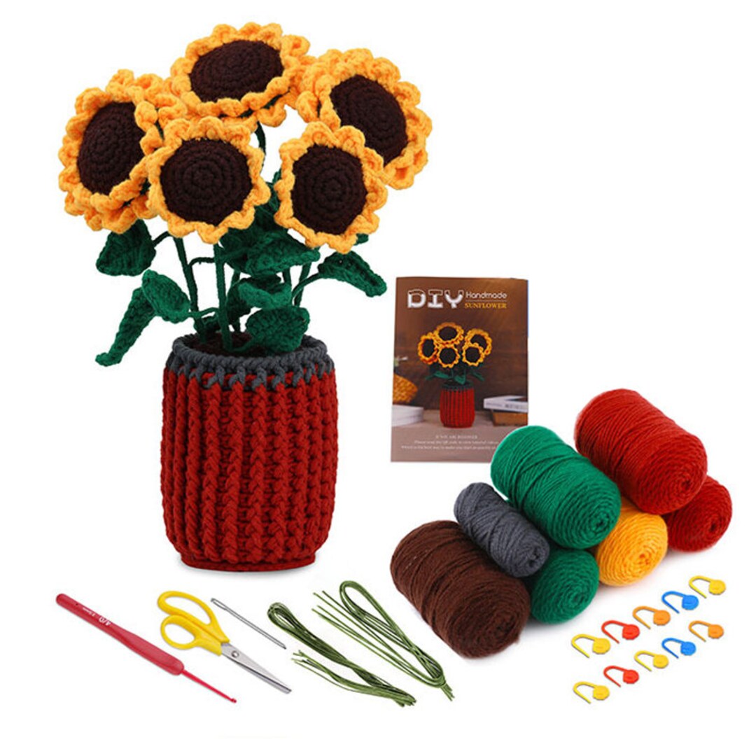 Beginner Crochet Kit DIY Crochet Starter Kitflower Bouquet Etsy