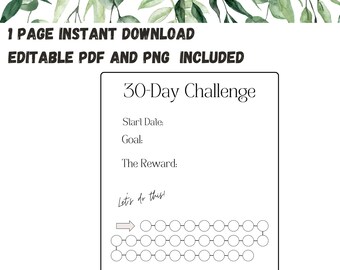30 Day Challenge Tracker 30 Day Goal