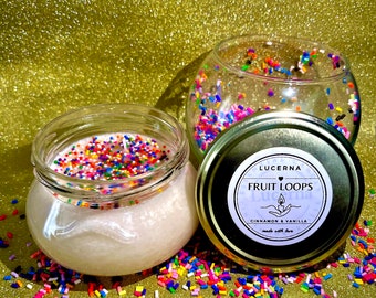 Fruit Loops Soy Wax Candle, Sprinkle Candle, Birthday Cake, Organic and Vegan Friendly