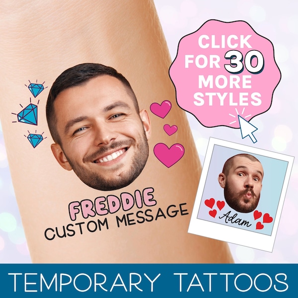Bachelorette Tattoos - Groom Face Temporary Tattoo - Personalized Custom Photo Bach Party Favor - Let's Go Girls Rodeo - Nauti Bride Theme