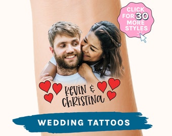 Custom temporary tattoo for wedding favor, personalized bride and groom face tattoos, funny couples engagement party, shower, thank you gift