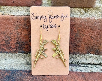 10K Gold Plated Rifle Earrings
