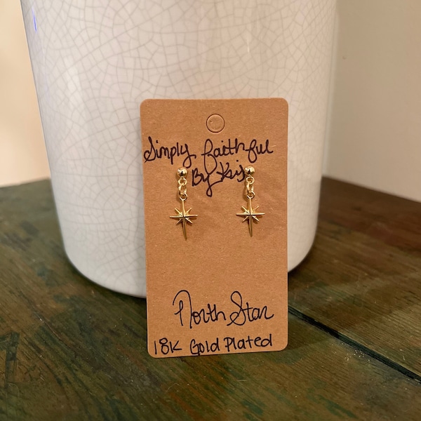 18K Gold Plated North Star Earrings