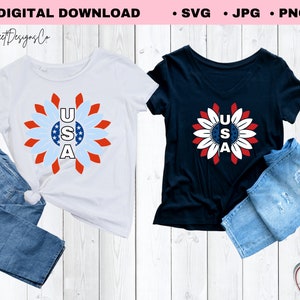 アメリカの花のSVG：独立記念日の愛国的なデザイン（デジタルダウンロード）