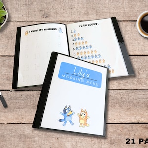 Bluey Morning Menu Book: Personalized Preschool Learning Binder