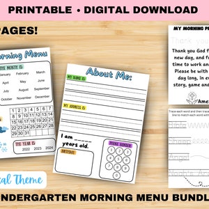 Biblical Kindergarten Morning Menu Bundle (Digital Download)