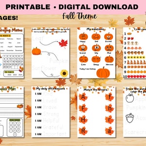 Fall Morning Menu Bundle | Preschool Kindergarten | Printable | Homeschool | Morning Time Basket | Preschool Binder | Busy Book | Worksheets