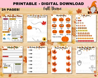 Fall Morning Menu Bundle | Preschool Kindergarten | Printable | Homeschool | Morning Time Basket | Preschool Binder | Busy Book | Worksheets