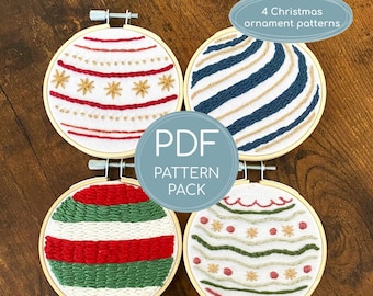 Christmas Ornament Embroidery Pattern, Classic Designs (PDF Pattern)
