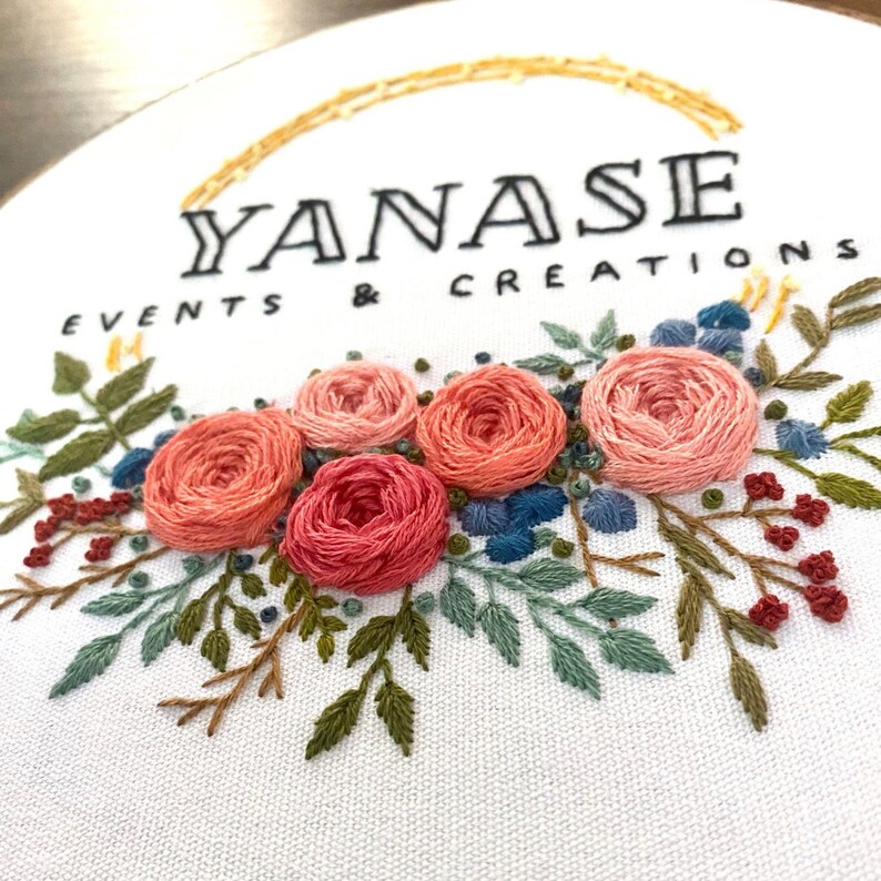 Custom Floral Wreath Embroidery Pattern, Personalized Text (PDF Pattern ...