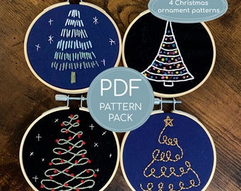 Embroidery Pattern, Modern Christmas Tree Ornaments, Christmas Gifts, Ornament Pattern, Downloadable Digital Embroidery Pattern