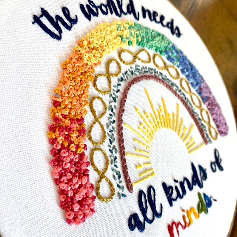 Embroidery Pattern, Autism Rainbow, Inclusion Rainbow, Teacher Rainbow, Special Eduction, Pride, Teacher Gift, Digital Download Pattern image 3