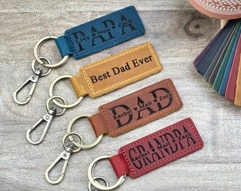 Aangepaste papa-sleutelhanger, cadeau eerste vaderdag, cadeau nieuwe vader, gepersonaliseerde gegraveerde sleutelhanger, aandenken babyshower