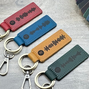 Personalized Spotify Code Leather Keychain: Engraved Music Gift
