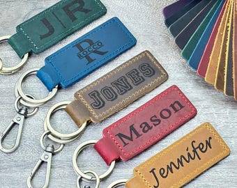 Personalized Leather Keychain, Custom Engraved Key Ring, Gift for Her/Him, Birthday Gift, Back to School, Custom Gift