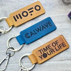 Custom Logo Leather Keychain - Personalized Business Branding Keychains - Unique Gift - Custom Your Logo Here