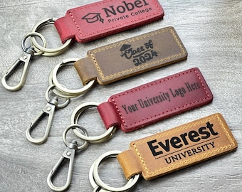 Custom Graduation Keychain, College Graduation Gift, University Keychain, Custom Engraved Leather Key Fob, Class of 2026