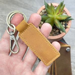 Personalized Leather Keychain | Snap Closure with Keyring and Swivel Clip | Car Key Fob Customized Initials/Name | Labor Day | Driver Gift