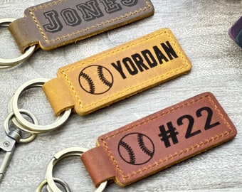 Baseball Keychain, Personalized Baseball Keychains for Boys, Custom Engraved Bag Tag, Baseball Senior Night Gifts, Baseball Team Gifts Bulk