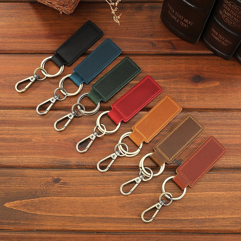 Luxury Genuine Leather Keychain Pure Color Car Key Chain Genuine Leather  Car Keychain, Universal Key Fob Keychain Leather Detachable Woven Keychain  for Men with…