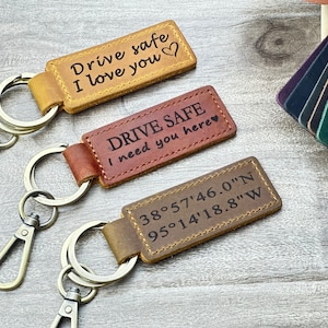 Personalized Leather Keychain, Custom Engraved Key Ring, Gift for Her/Him, Birthday Gift, Back to School, Custom Gift