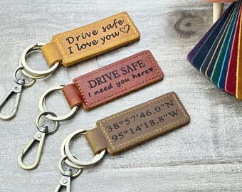 Personalized Leather Keychain, Custom Engraved Key Ring, Gift for Her/Him, Birthday Gift, Back to School, Custom Gift