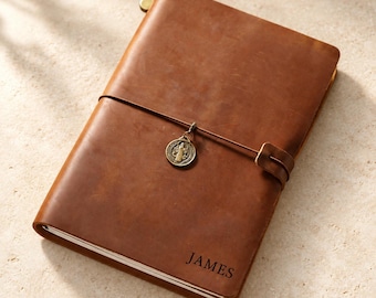 Personalized Full-Grain Leather Journal, Custom Engraved A5 Notebook, Leather Diary, Graduation Gift for Him, Anniversary Gift