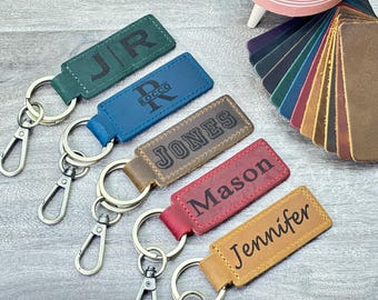 Custom Leather Keychain, Personalized Coordinates Keychain, GPS Location Latitude Longitude Gift, Engraved Keychain for Him Her