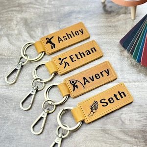 Golf ball Personalized Keychain / Keyring / Bag Tag / Name Tag - Genuine Leather