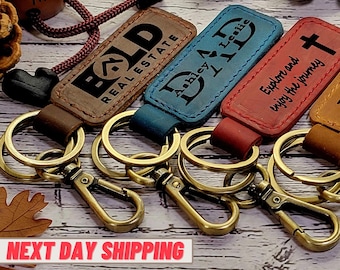 Personalized leather keychain, Custom Keychain, Leather Gift, Unique Gift, Leather keyring, mens gift, coordinate keychain, wife gift, dad